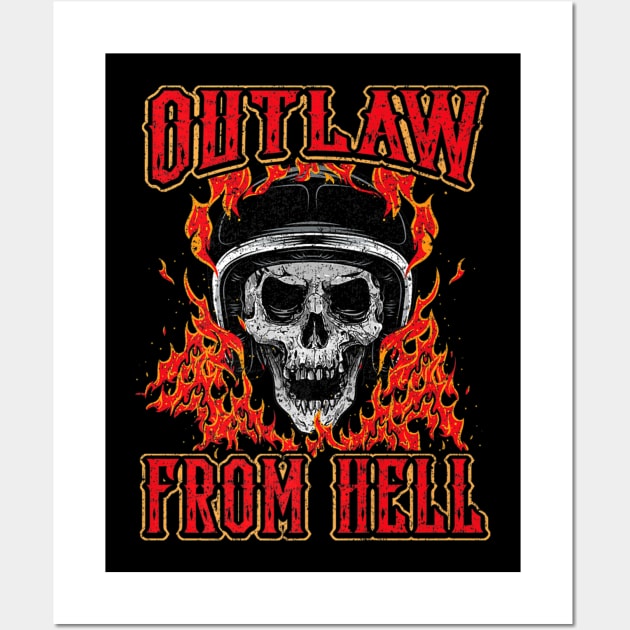 Outlaw Skull Biker Skeleton Wall Art by SkullGrungeSHOP